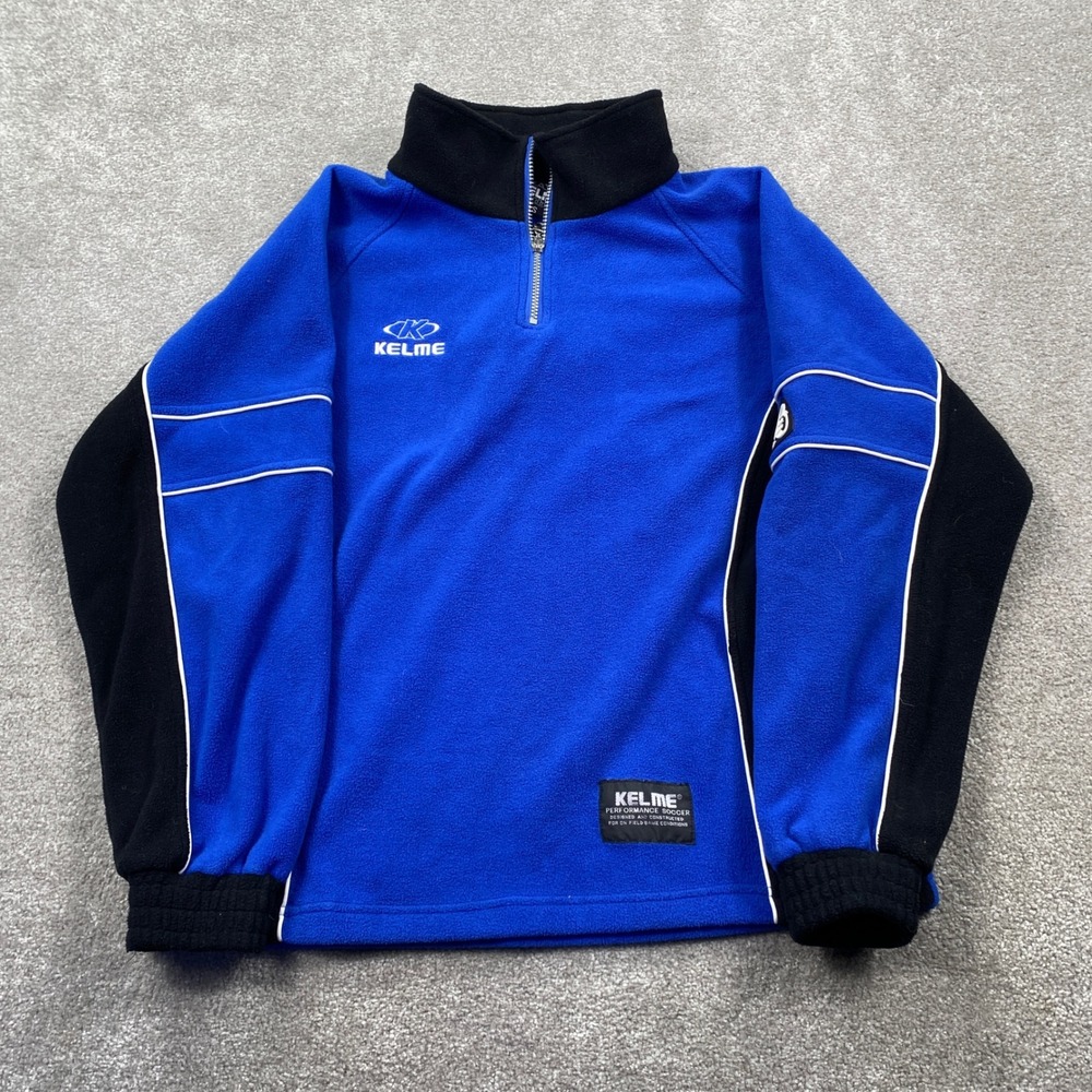 Kelme Quarter Zip Pullover Men Small Blue Black Soccer Fleece Training Top 89115